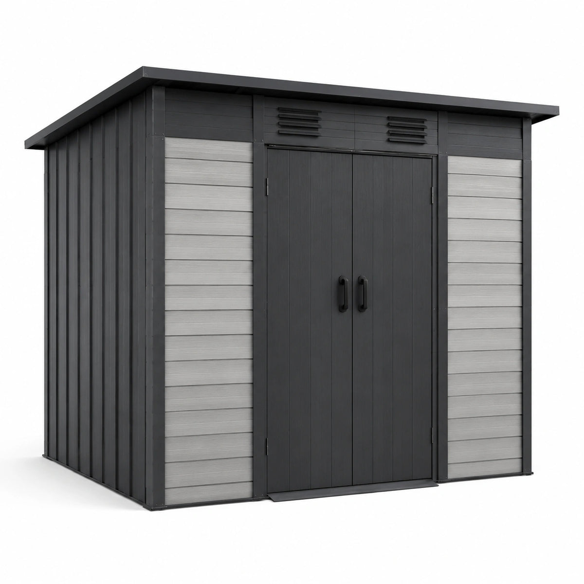 Abri de jardin en plastique gris/noir avec double porte
